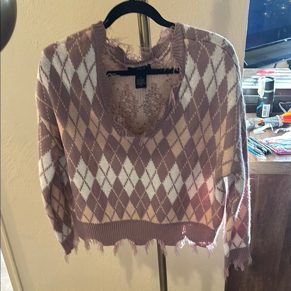 Women's Argyle Sweater - Pink